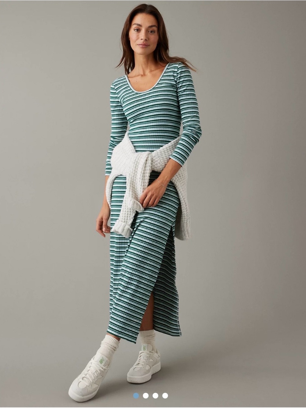 American Eagle Outfitters green and White Striped Maxi Dress